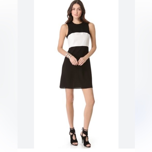 L’AGENCE black and white color block a-line lightweight mini dress size S - Picture 3 of 8